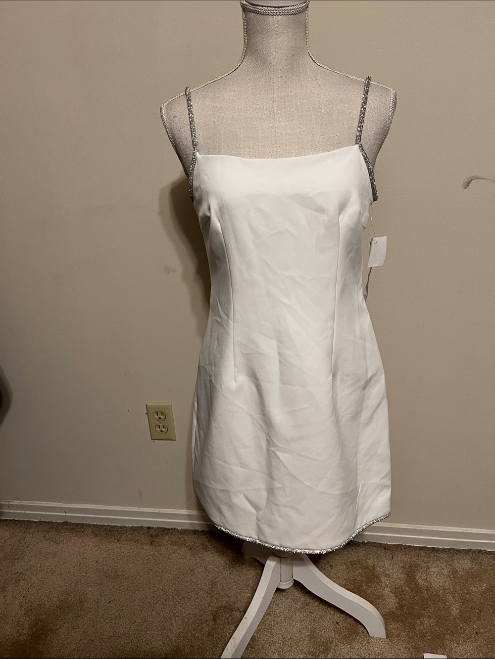 Aqua White Mini Slip Dress with Sparkle Straps